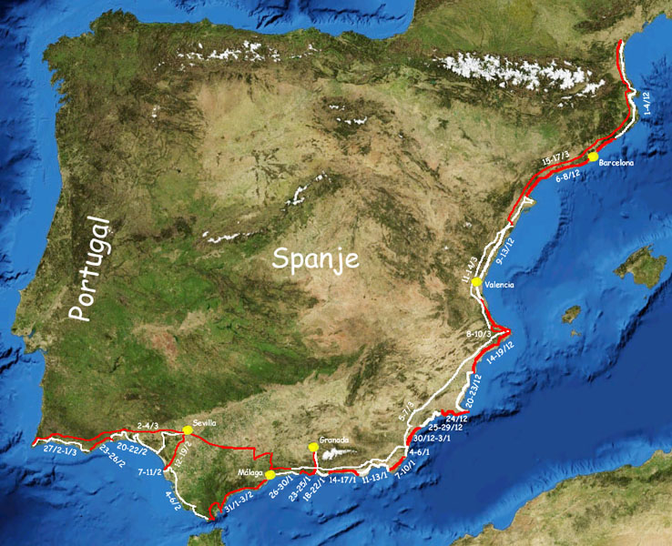 kaart Spanje en Portugal